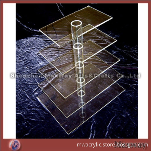 Clear Square Promotional Acrylic 5 Tiers Tower Wedding Party Cup Cakes Holder Stand Rack